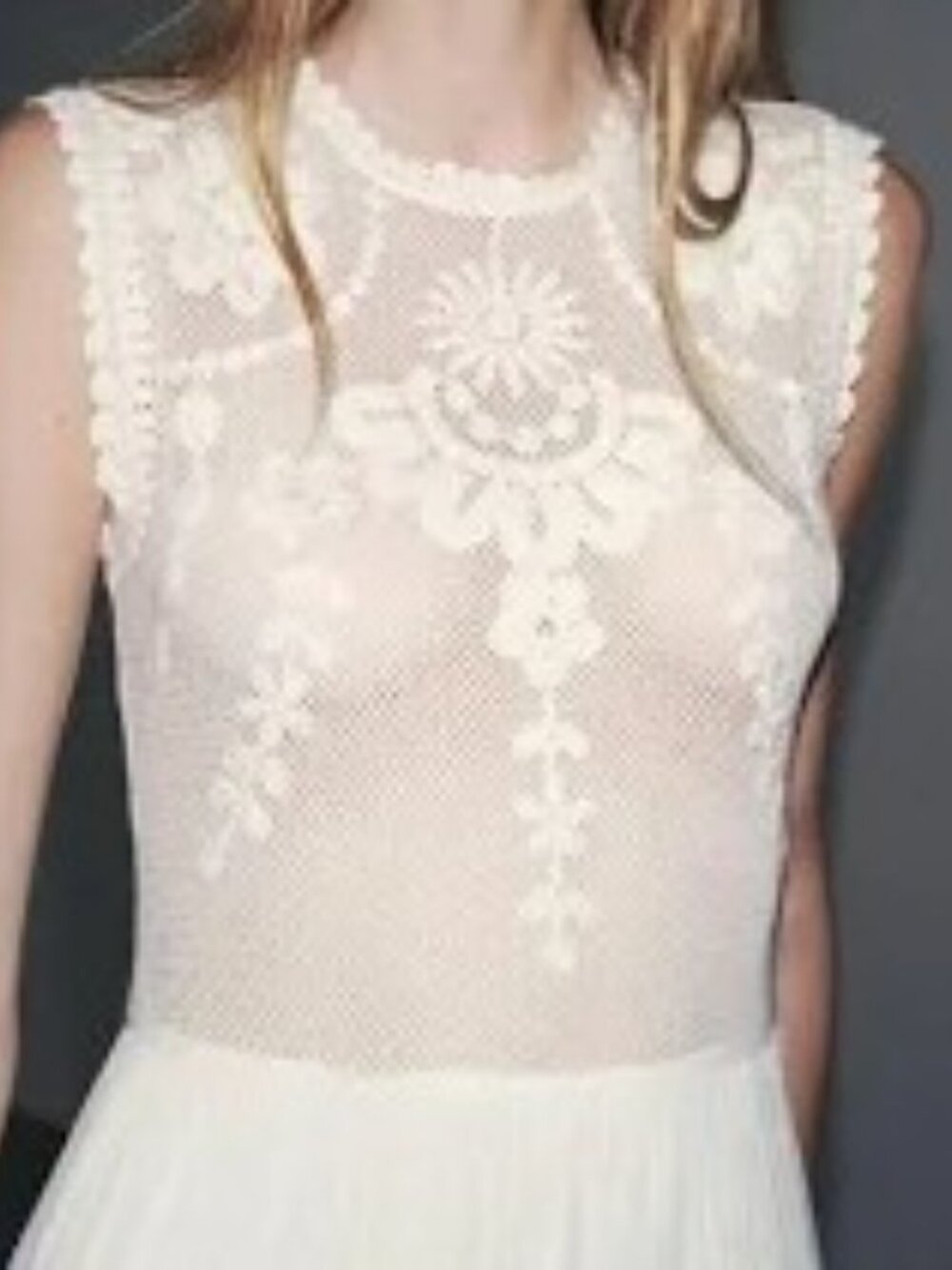 ZARA ZW Embroidered Crochet Combination Maxi Dress, Ecru, Size L , New With Tag!